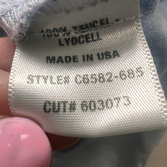 Anthropologie Cloth & Stone Dress Size L Blue Dots MaryLou Chambray Shirtdress - Picture 11 of 11